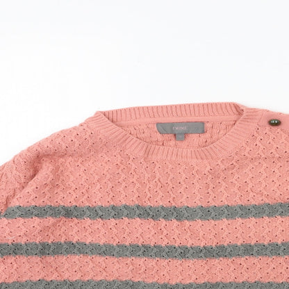 Preloved NEXT Womens Pink Striped Knit Pullover Jumper Size 12 - Detail