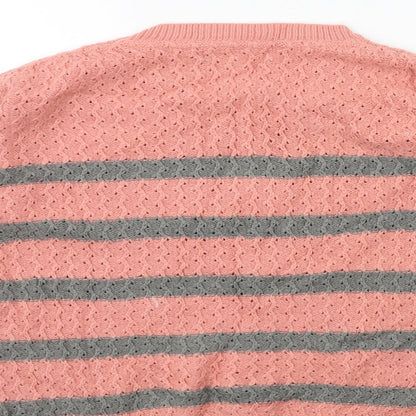 Preloved NEXT Womens Pink Striped Knit Pullover Jumper Size 12 - Label