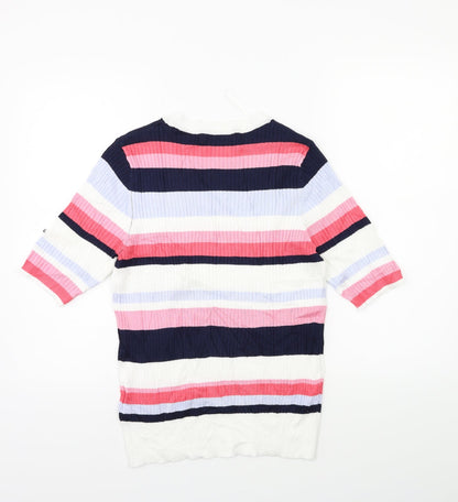 Marks & Spencer Womens Pink Striped Knit Pullover Jumper Size 12