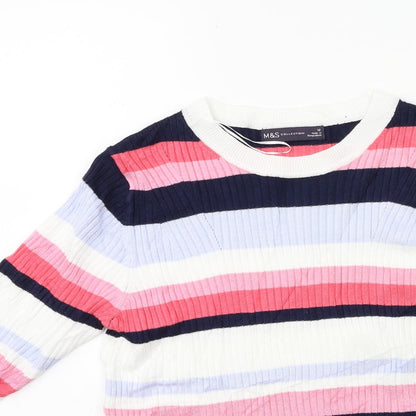 Marks & Spencer Womens Pink Striped Knit Pullover Jumper Size 12