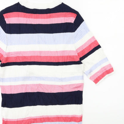 Marks & Spencer Womens Pink Striped Knit Pullover Jumper Size 12
