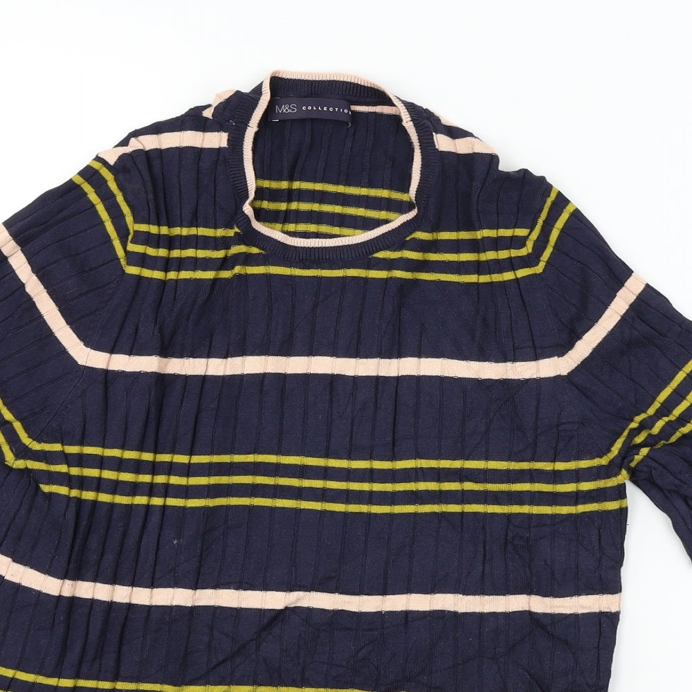 Marks and Spencer  Womens Blue Striped  Pullover Jumper Size 16