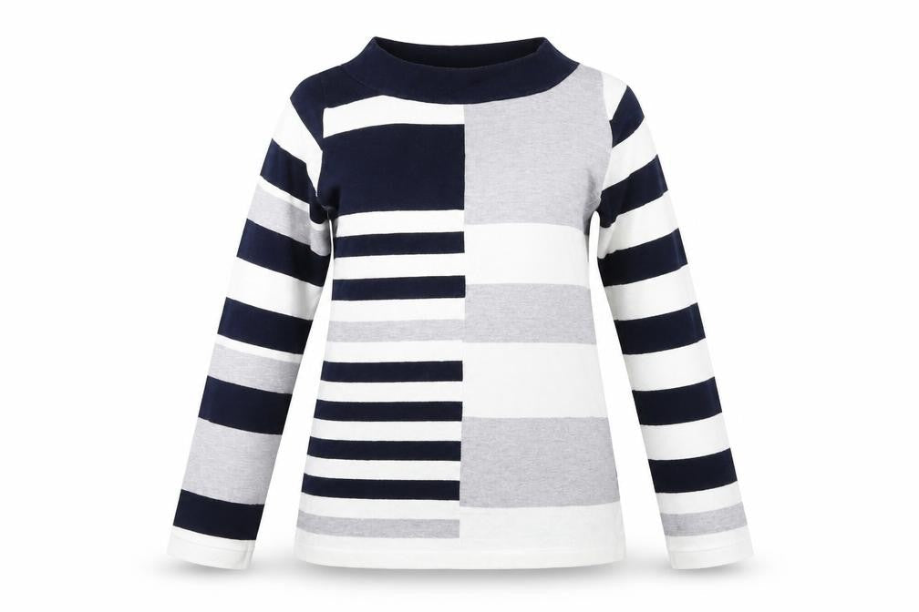 Bonmarché Womens Blue Striped Pullover Jumper Size XS