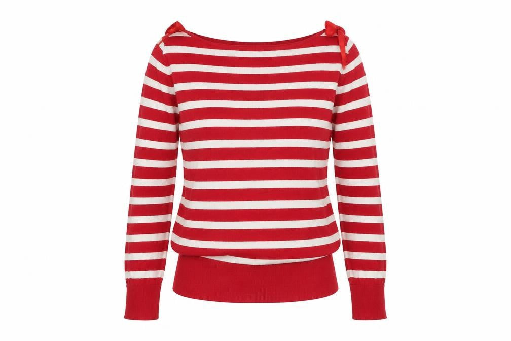 Oasis  Womens Red Striped  Pullover Jumper Size S