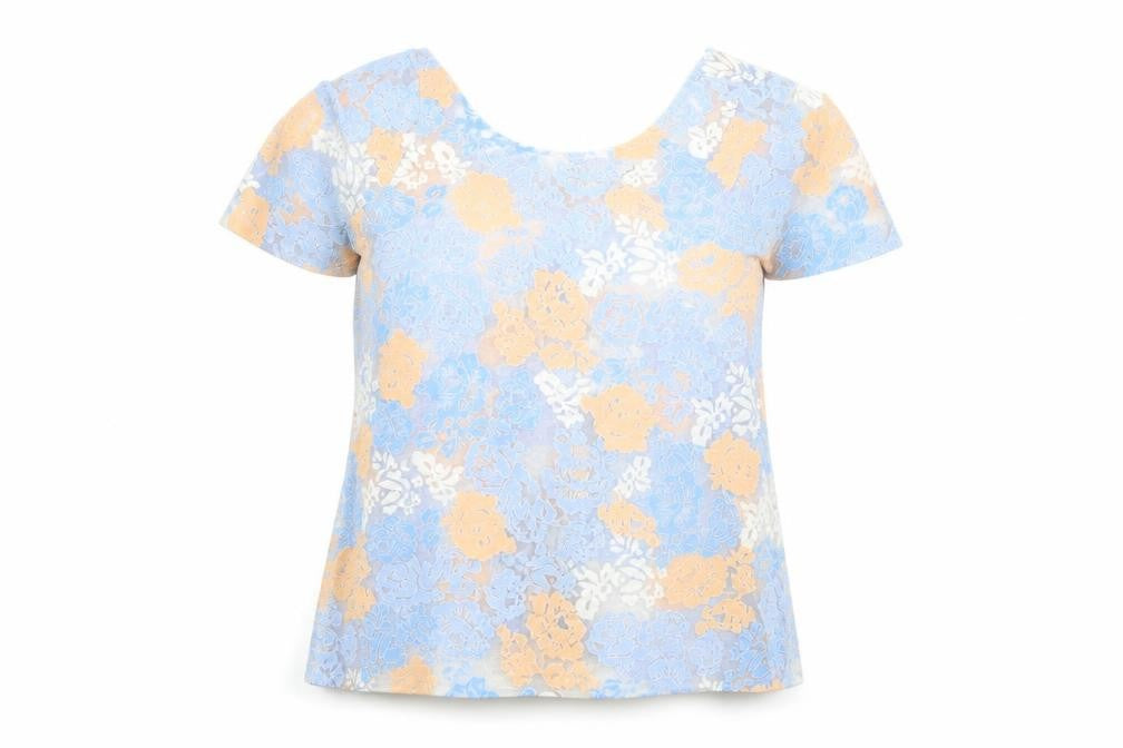 River Island  Womens Blue Floral  Basic T-Shirt Size 8