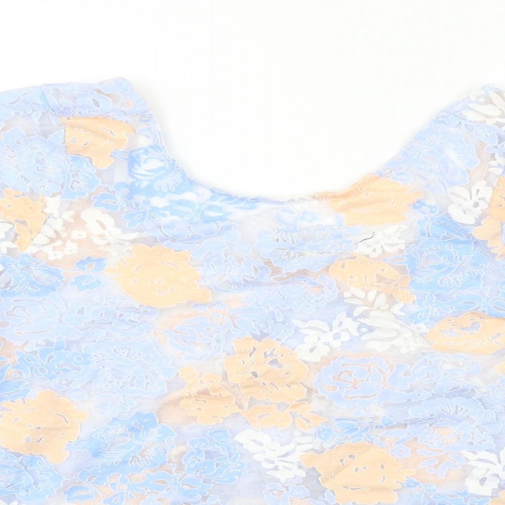 River Island  Womens Blue Floral  Basic T-Shirt Size 8