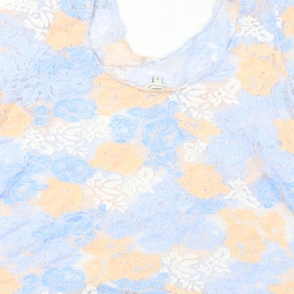 River Island  Womens Blue Floral  Basic T-Shirt Size 8