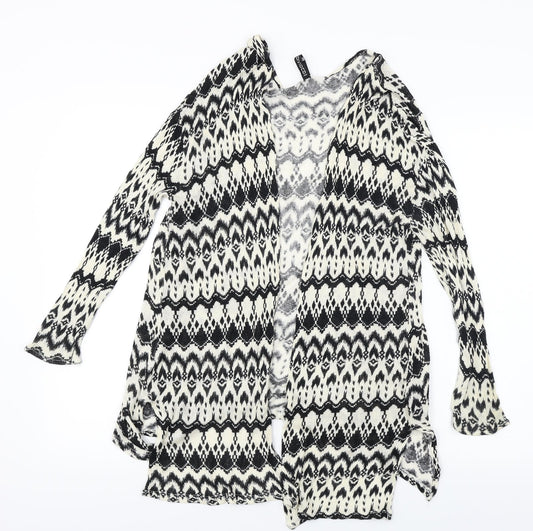 H&M Womens Ivory Geometric  Cardigan Jumper Size 8