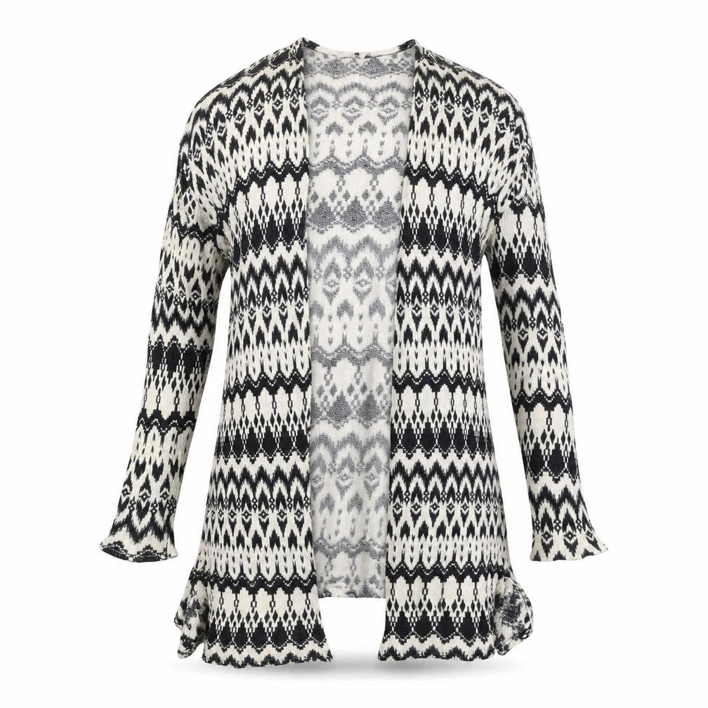 H&M Womens Ivory Geometric  Cardigan Jumper Size 8