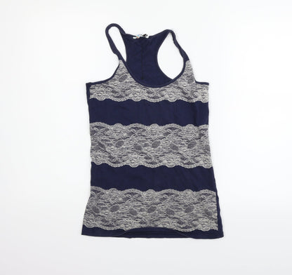 Denim  Co Womens Blue Striped  Basic Tank Size 10