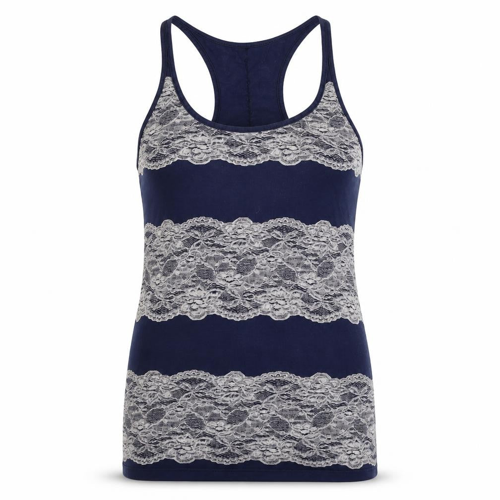 Denim  Co Womens Blue Striped  Basic Tank Size 10