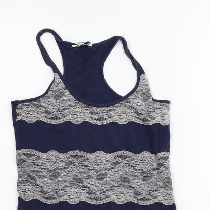 Denim  Co Womens Blue Striped  Basic Tank Size 10