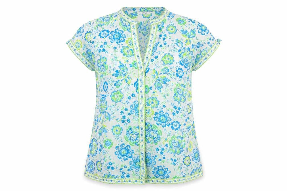 New Look Womens Blue Floral  Basic Button-Up Size 14