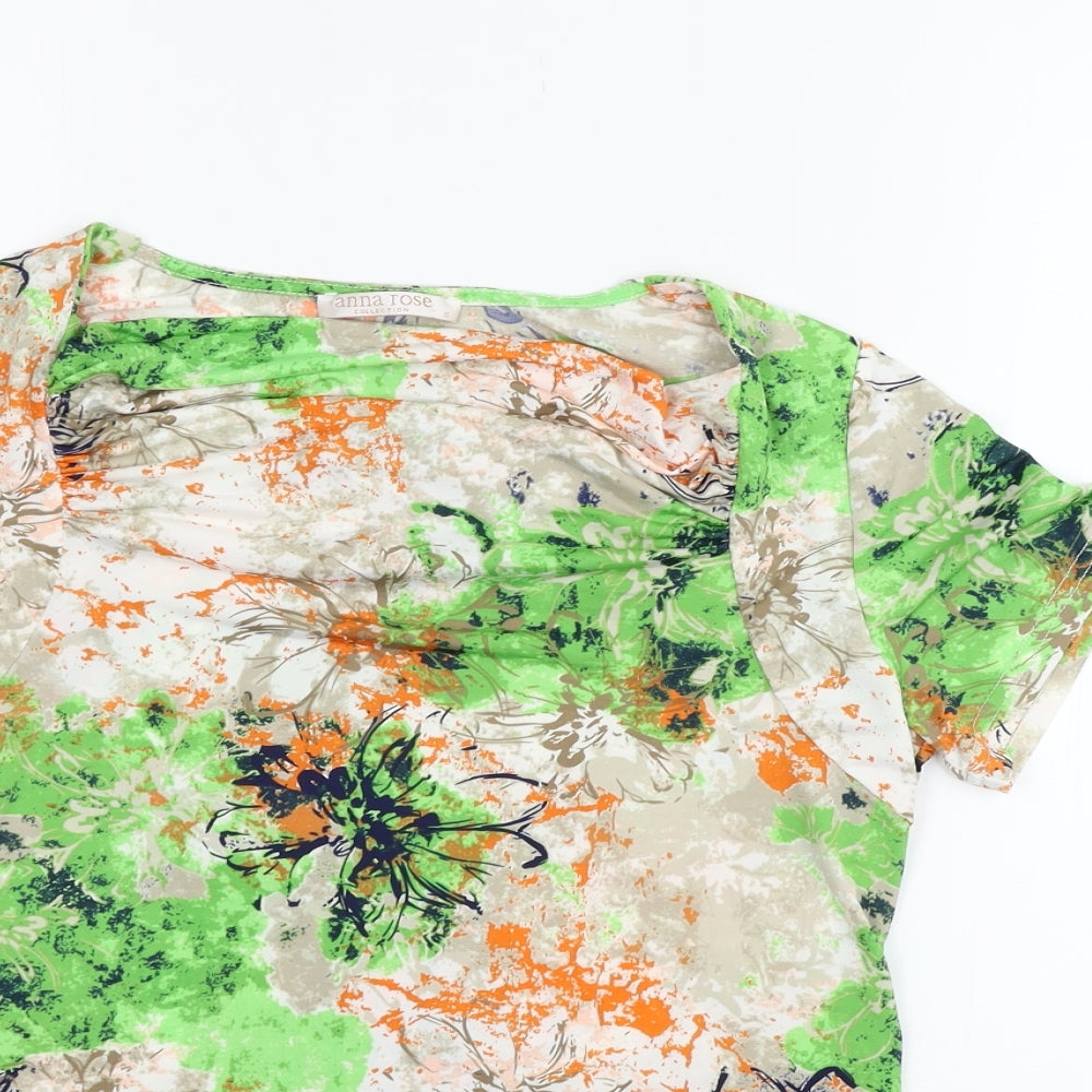 anna rose Womens Green Floral  Basic Blouse Size S