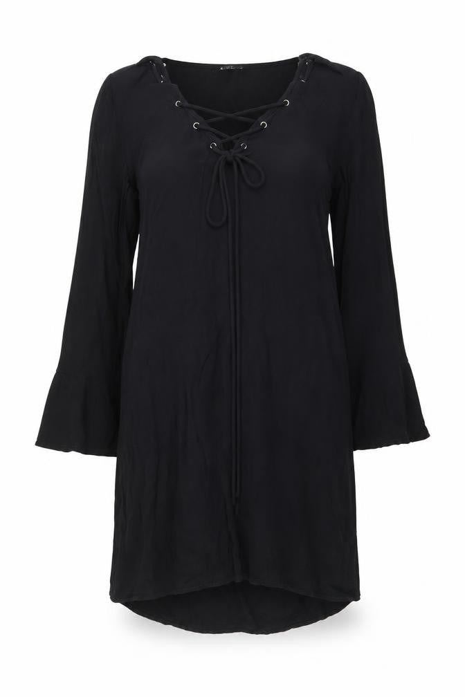 Lunik Womens Black   Basic Blouse Size M  - Lace up detail
