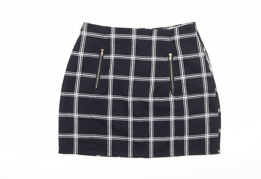 Urmoda Womens Black Check  Mini Skirt Size XS