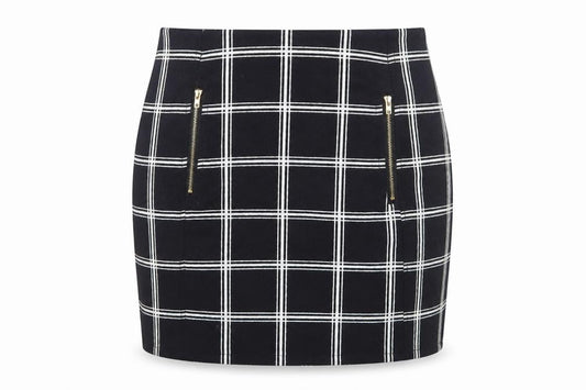 Urmoda Womens Black Check  Mini Skirt Size XS