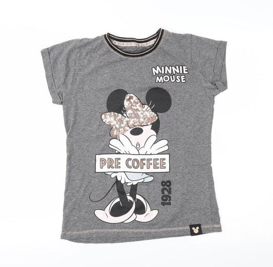 Disney Womens Grey Geometric  Top Pyjama Top Size S  - Minnie Mouse