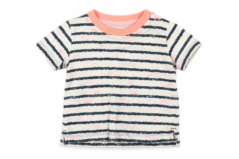 Marks & Spencer Baby White Striped  Basic T-Shirt Size 0-3 Months