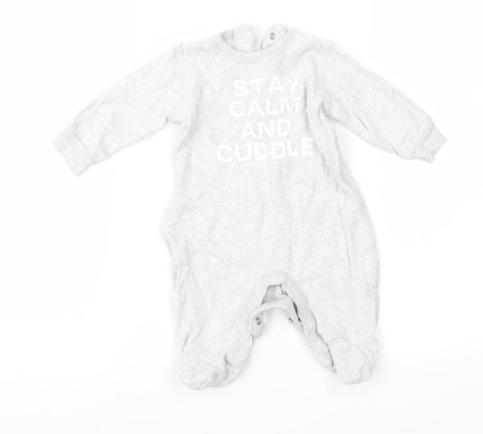 Matalan Baby Grey Polka Dot  Babygrow One-Piece Size 0-3 Months