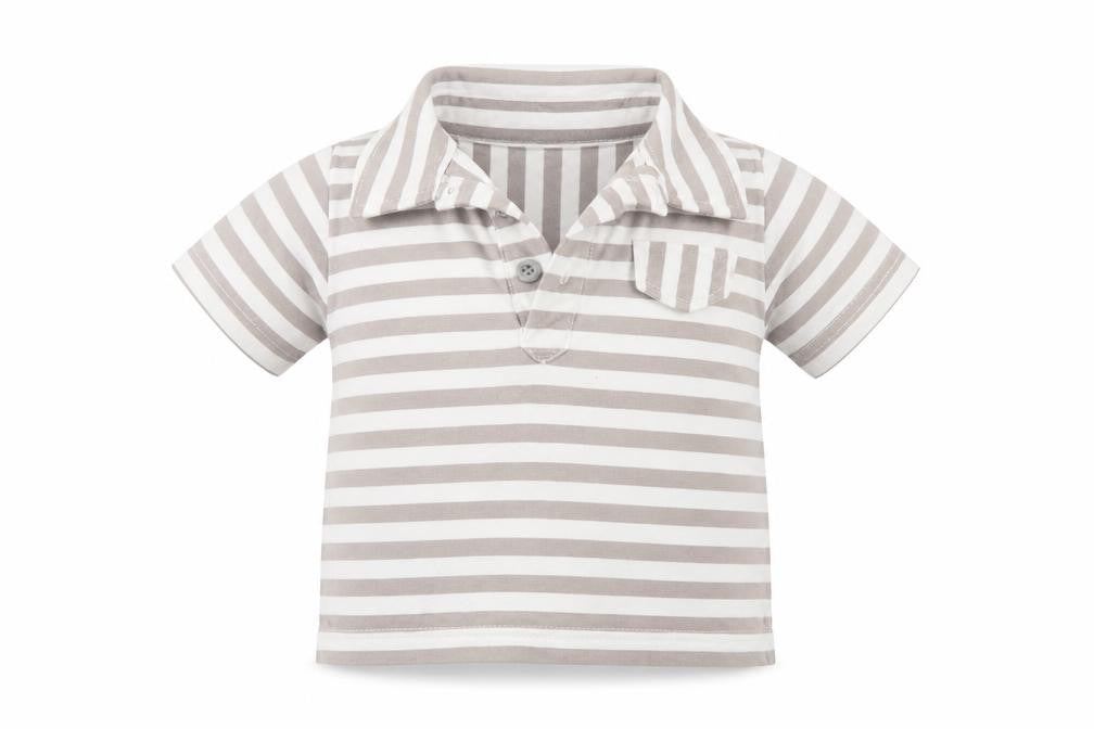 Adams Boys Brown Striped  Basic Polo Size 9-12 Months