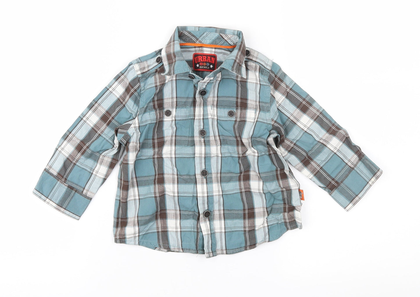 Mothercare Boys Blue Check  Basic Button-Up Size 9-12 Months