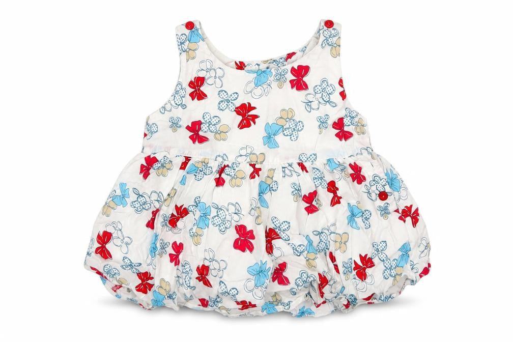 Marks & Spencer Girls White Geometric  Fit & Flare  Size 12-18 Months