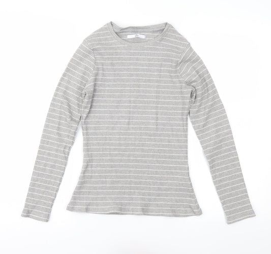 Marks and Spencer Girls Grey Striped  Pullover Jumper Size 12-13 Years