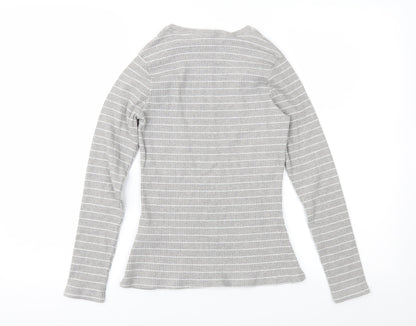 Marks & Spencer Girls Grey Striped  Pullover Jumper Size 12-13 Years