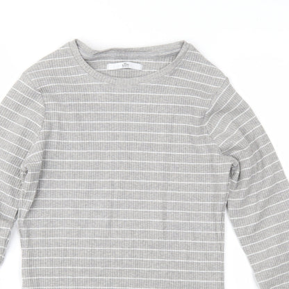 Marks & Spencer Girls Grey Striped  Pullover Jumper Size 12-13 Years