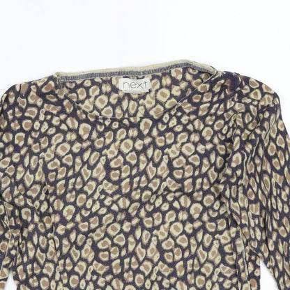 Next Womens Grey Animal Print  Basic T-Shirt Size 10