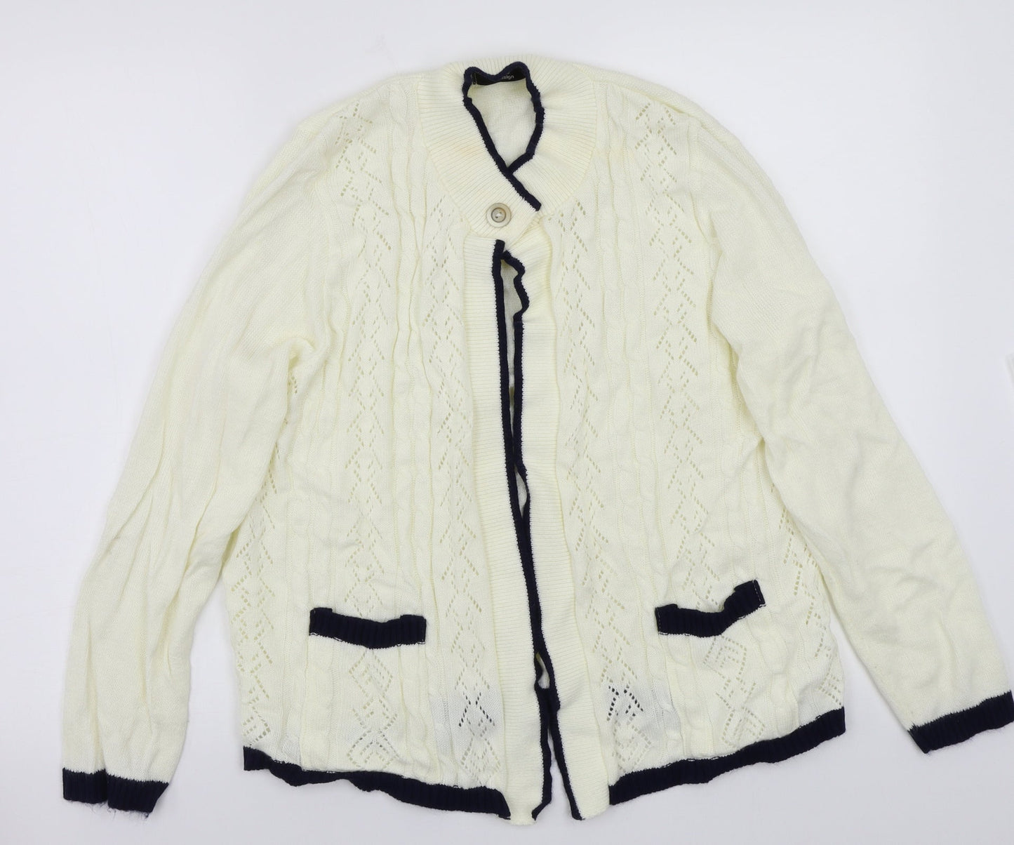 Glimpse Design Womens White   Cardigan Jumper Size L