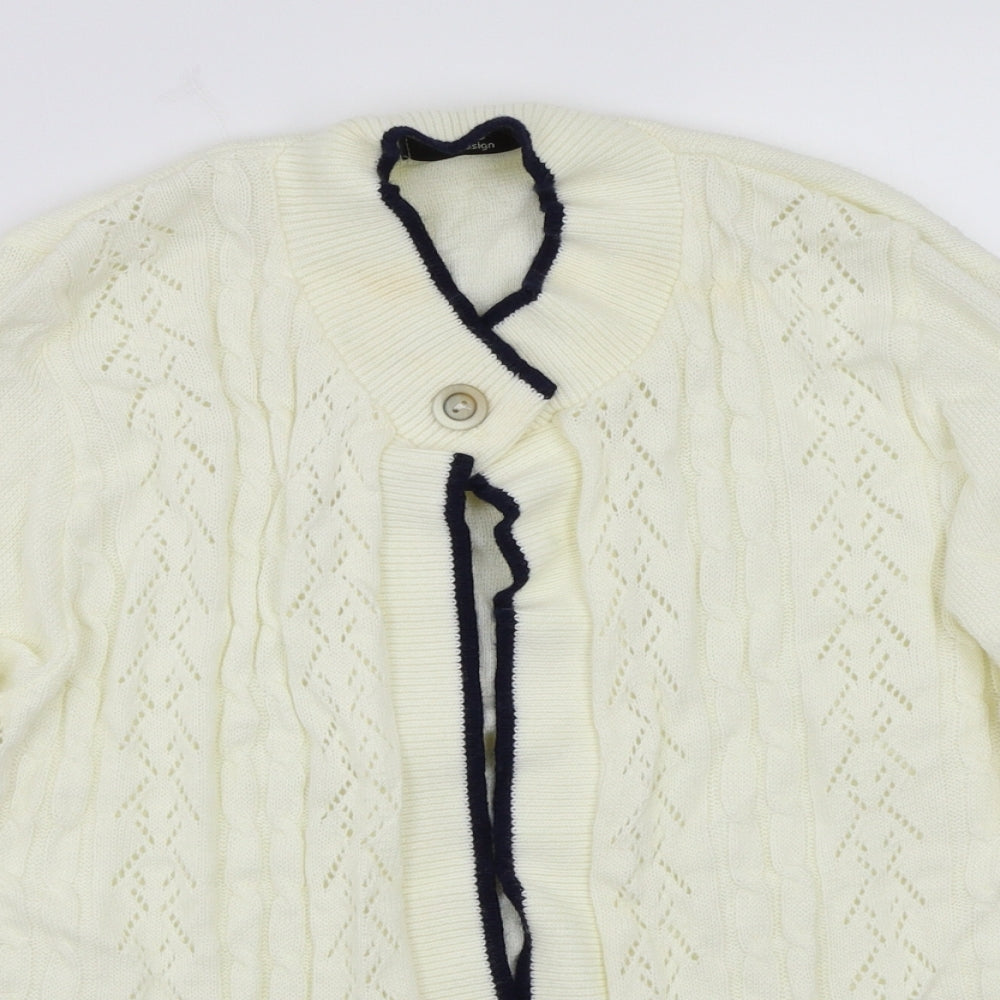 Glimpse Design Womens White   Cardigan Jumper Size L