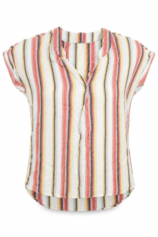 Papaya Womens White Striped  Basic Blouse Size 8