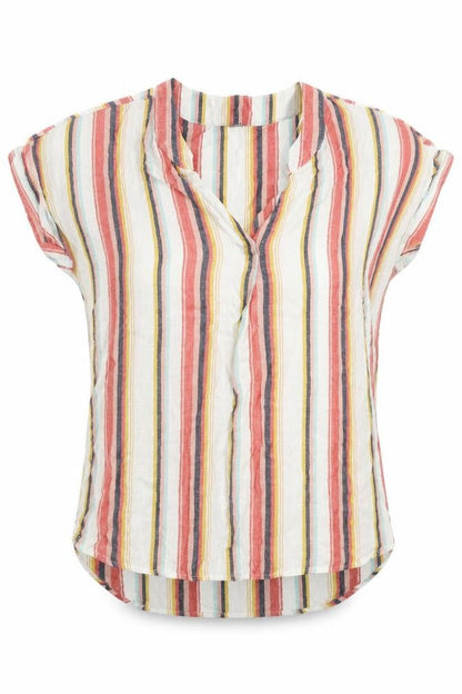 Papaya Womens White Striped  Basic Blouse Size 8