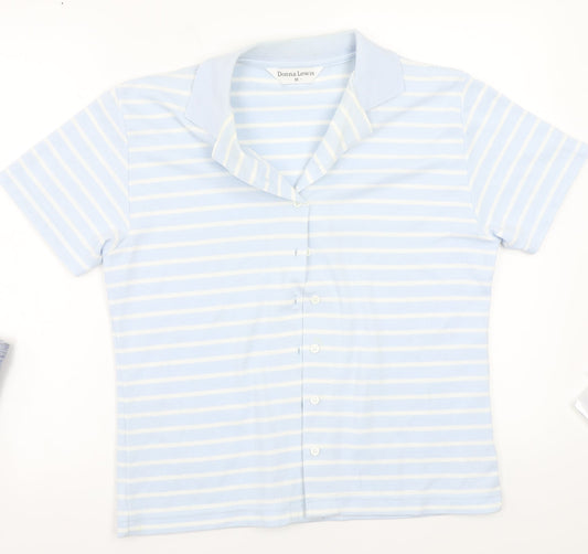 Donna lewis Womens Blue Striped  Basic Button-Up Size M