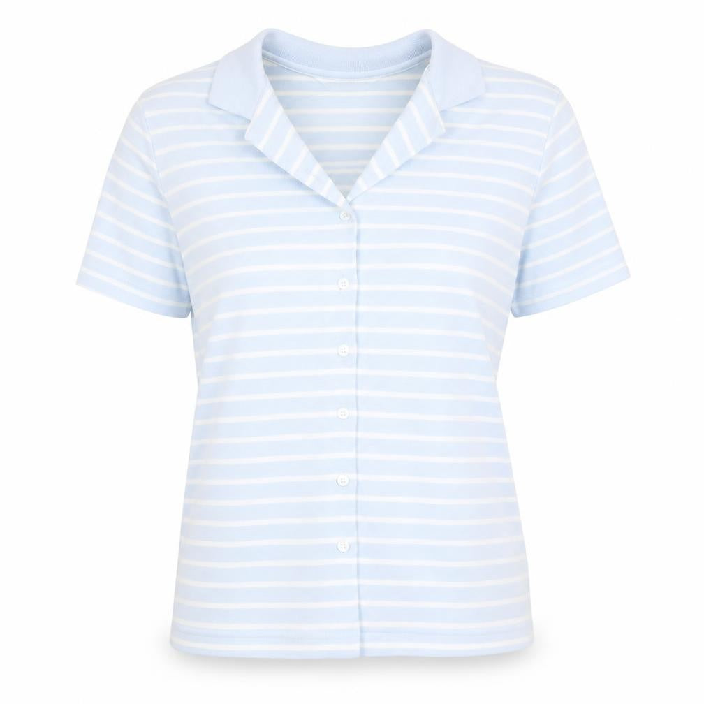 Donna lewis Womens Blue Striped  Basic Button-Up Size M