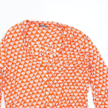 Preloved White singer Womens Orange Geometric  Basic Button-Up Size XS - Detail