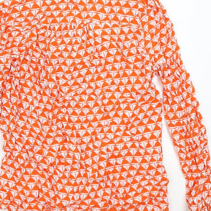 Preloved White singer Womens Orange Geometric  Basic Button-Up Size XS - Label