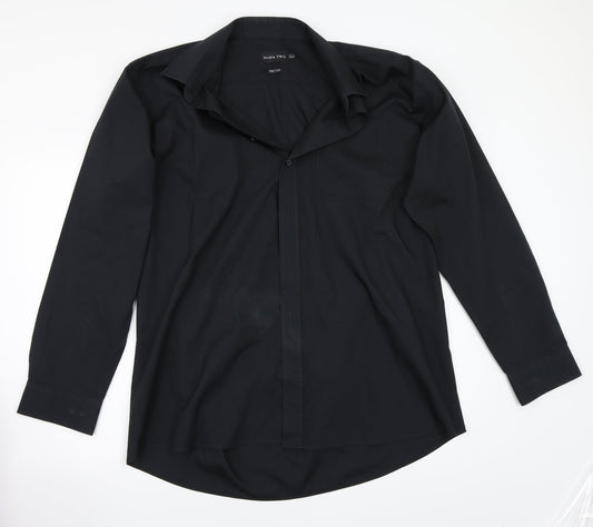 Double TWO Mens Black    Button-Up Size 17