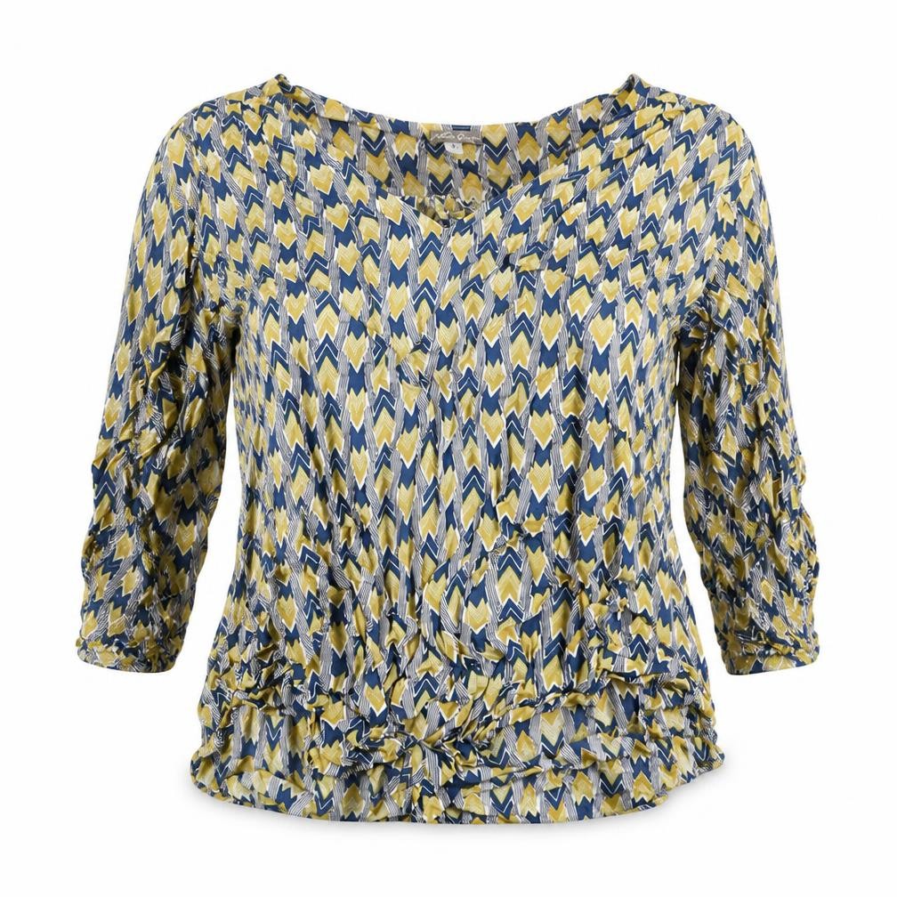 White ginger Womens Blue Geometric  Basic T-Shirt Size XS