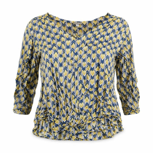 White ginger Womens Blue Geometric  Basic T-Shirt Size XS