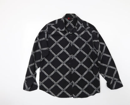 Cutting Edge Mens Black Check   Button-Up Size M