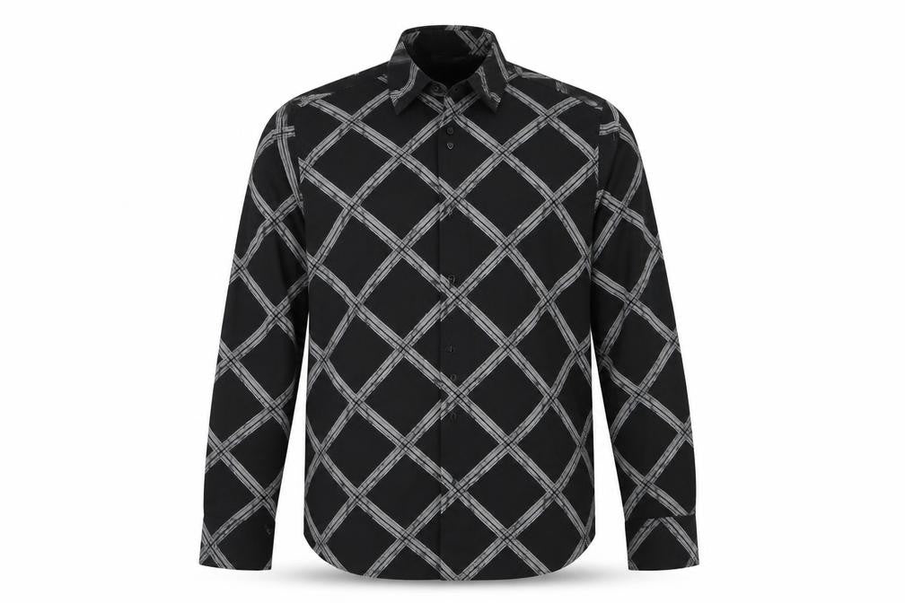 Cutting Edge Mens Black Check   Button-Up Size M