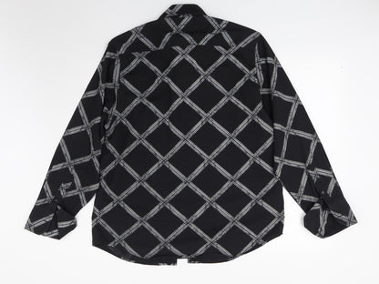 Cutting Edge Mens Black Check   Button-Up Size M
