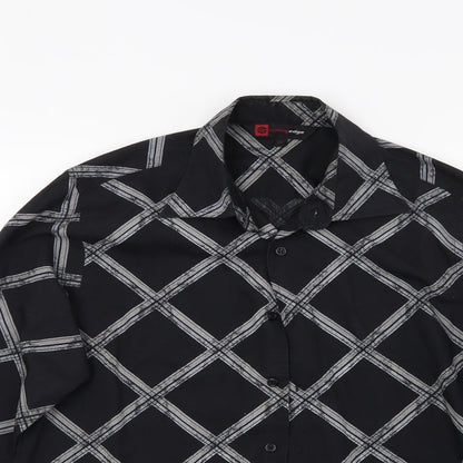 Cutting Edge Mens Black Check   Button-Up Size M