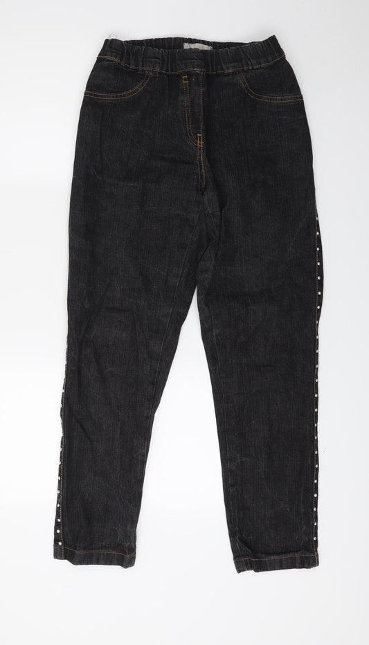Fabric Womens Black  Denim Skinny Jeans Size 12 L25 in