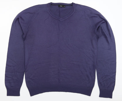 Preloved F&F Mens Blue  Knit Pullover Jumper Size S - Front
