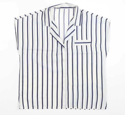 Littlewoods Womens White Striped  Basic Button-Up Size 16
