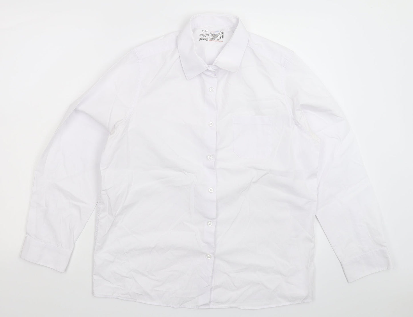 Marks and Spencer Girls White   Basic Button-Up Size 16 Years